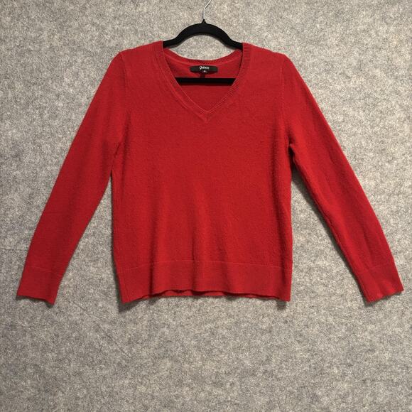 Quince Sweater Womens Size Medium Red Cashmere V Neck Soft Lightweight Pullover - Picture 1 of 10